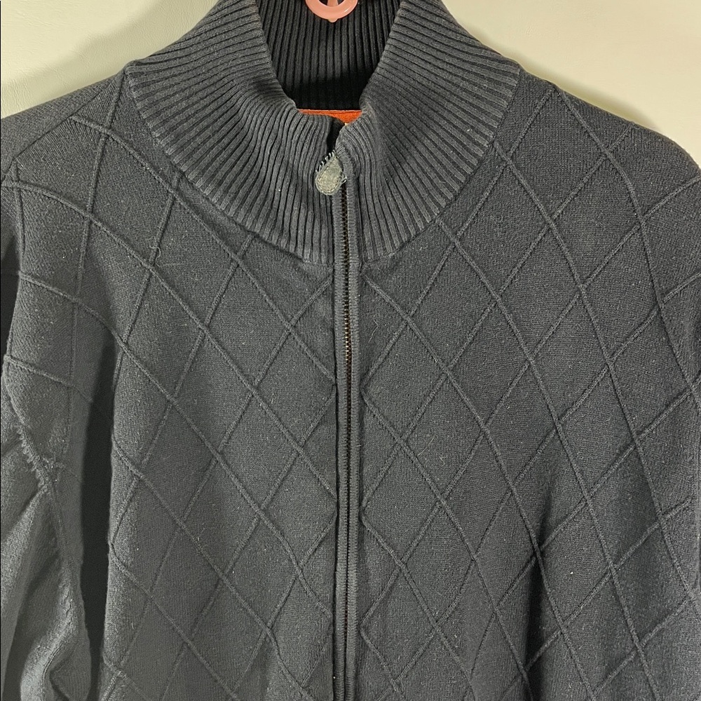 PGA Tour Men's Black Zip-Up Jacket Size L 100% Cotton Ribbed Collar Cuffs & Hem - Picture 2 of 11